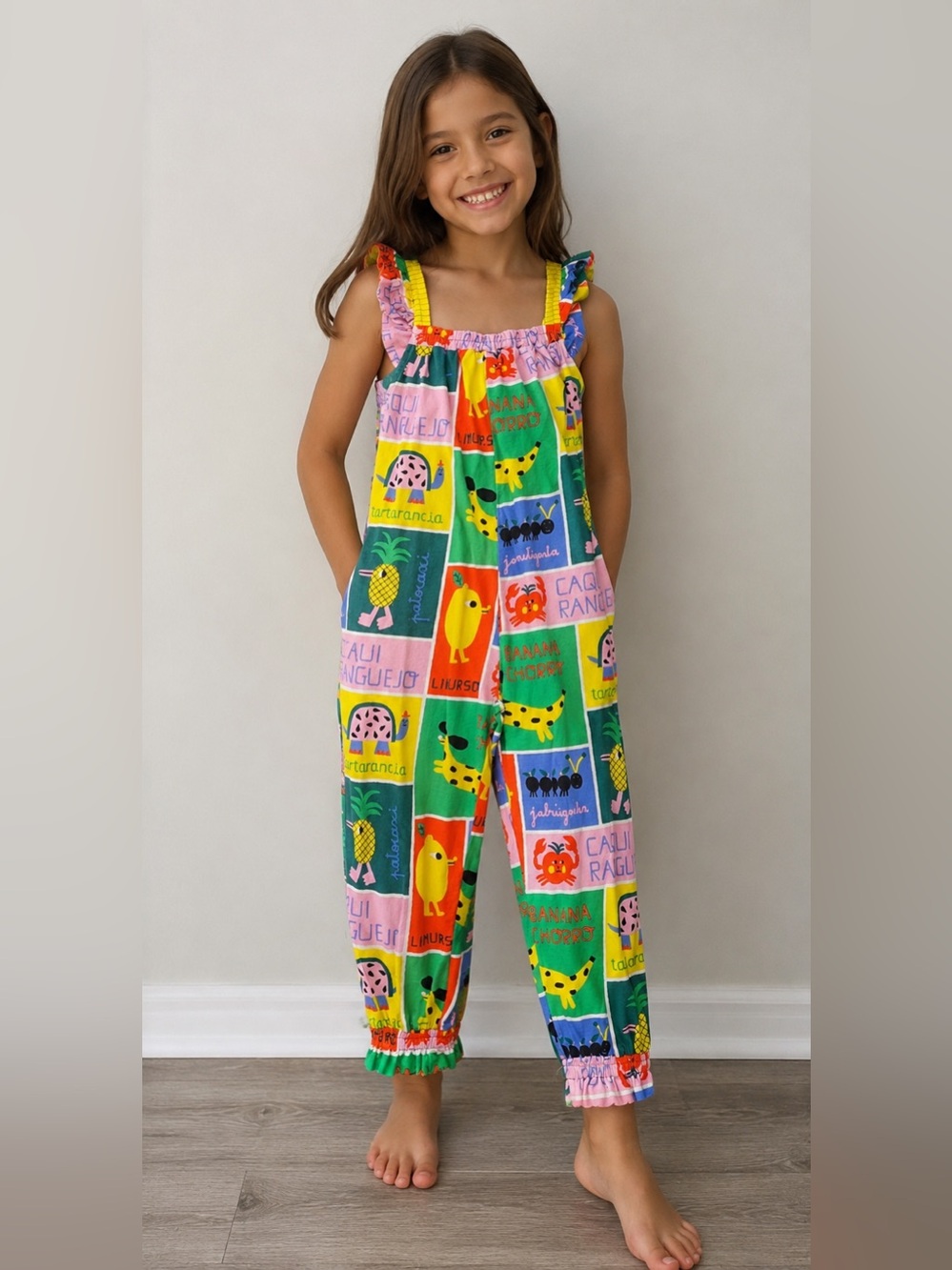 Farm Rio Fabula Colorful Printed Jumpsuit Girls 8 years